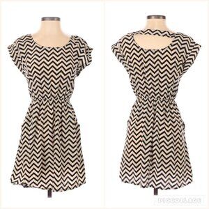 Pink Rose Chevron Cut-Out Dress